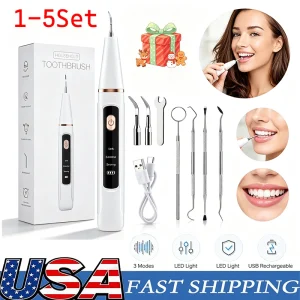 Ultrasonic Electric Tooth Cleaner Tartar Plaque Remover Dental Scaler Tool Kit